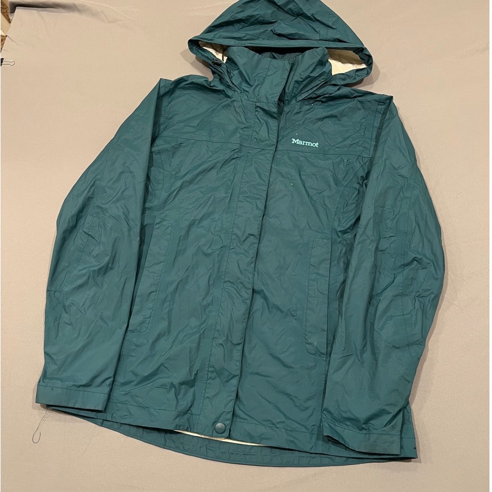 Marmot PreCip Rain Jacket Womens Medium Teal Green Waterproof Hooded Shell